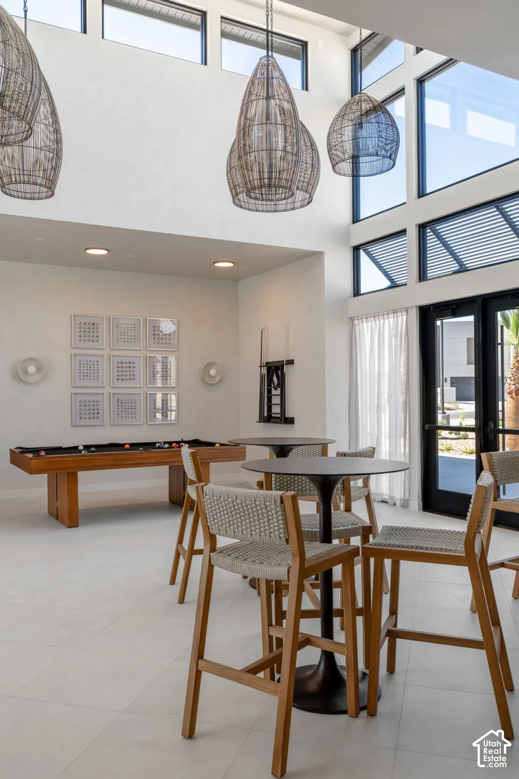 High ceilings with extensive window fenestration