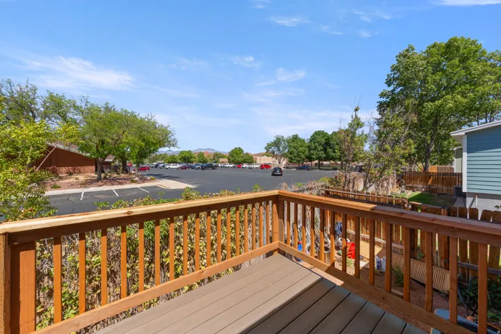 Balcony with wood railing and composite decking