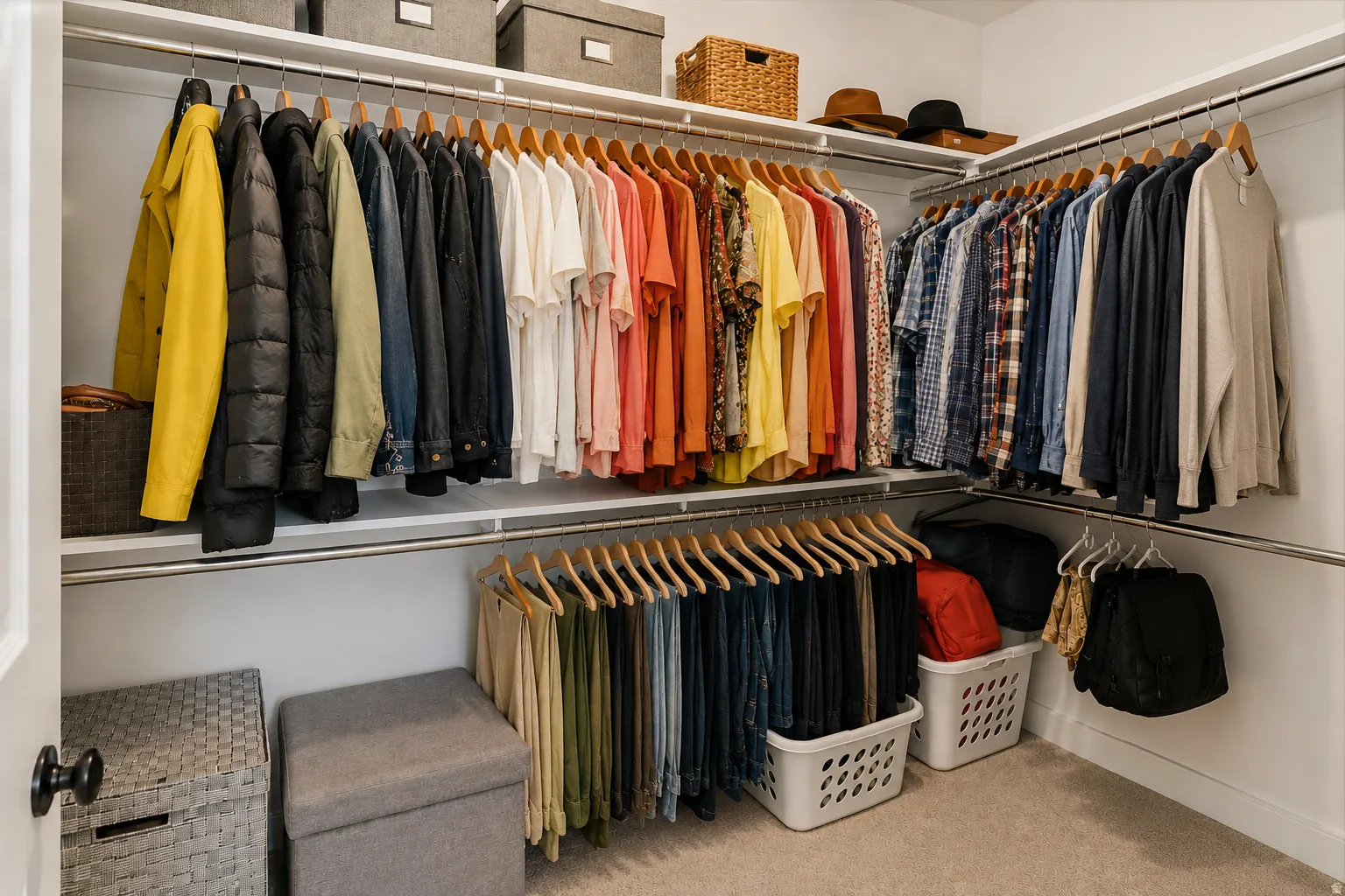 Spacious walk-in closet in the primary bedroom on the main floor.
