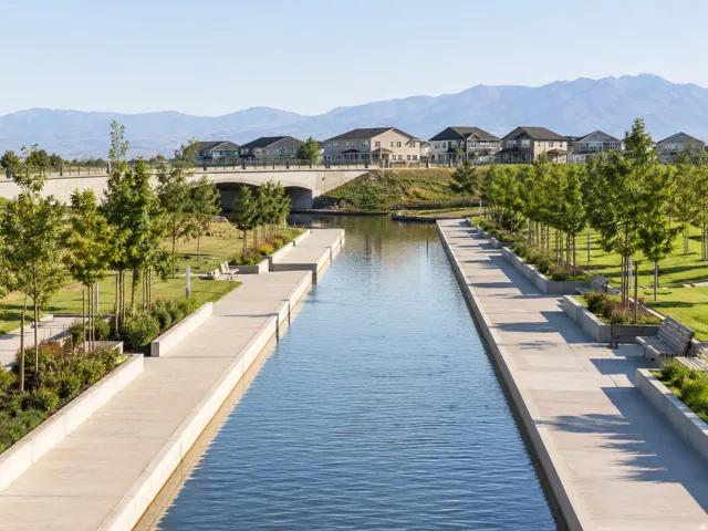 The newer areas of Daybreak were designed with even more parks, trails, and outdoor amenities, including the Watercourse, a beautifully planned destination for waterfront recreation, paddleboarding, and everyday connection to nature.