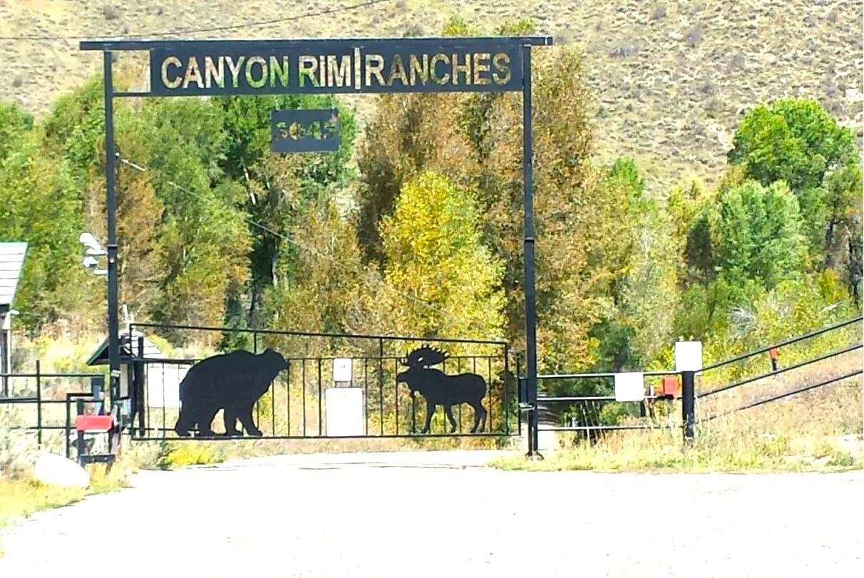 The electric, key reading gate into Canyon Rim Ranches off the Weber Canyon Highway. You don’t have to get out of your vehicle.