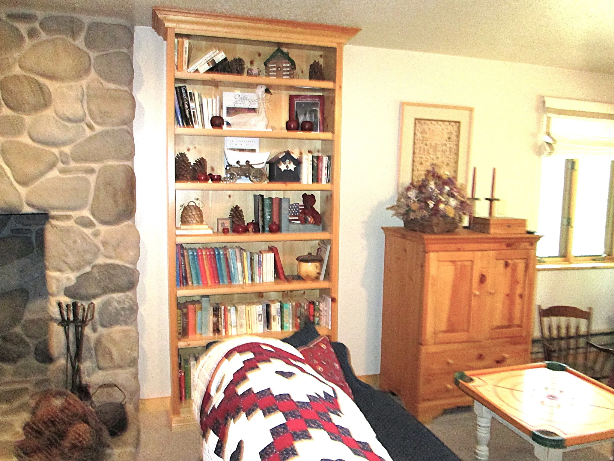 Built-in Bookcase shelving, floor to ceiling display space .