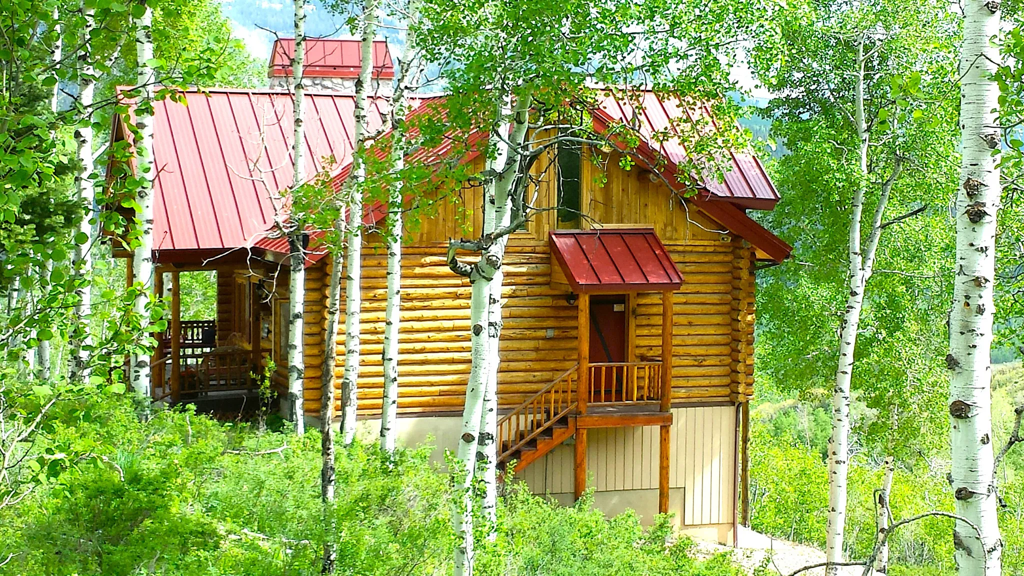 The north side door and covered porch provide entry to the mud room.