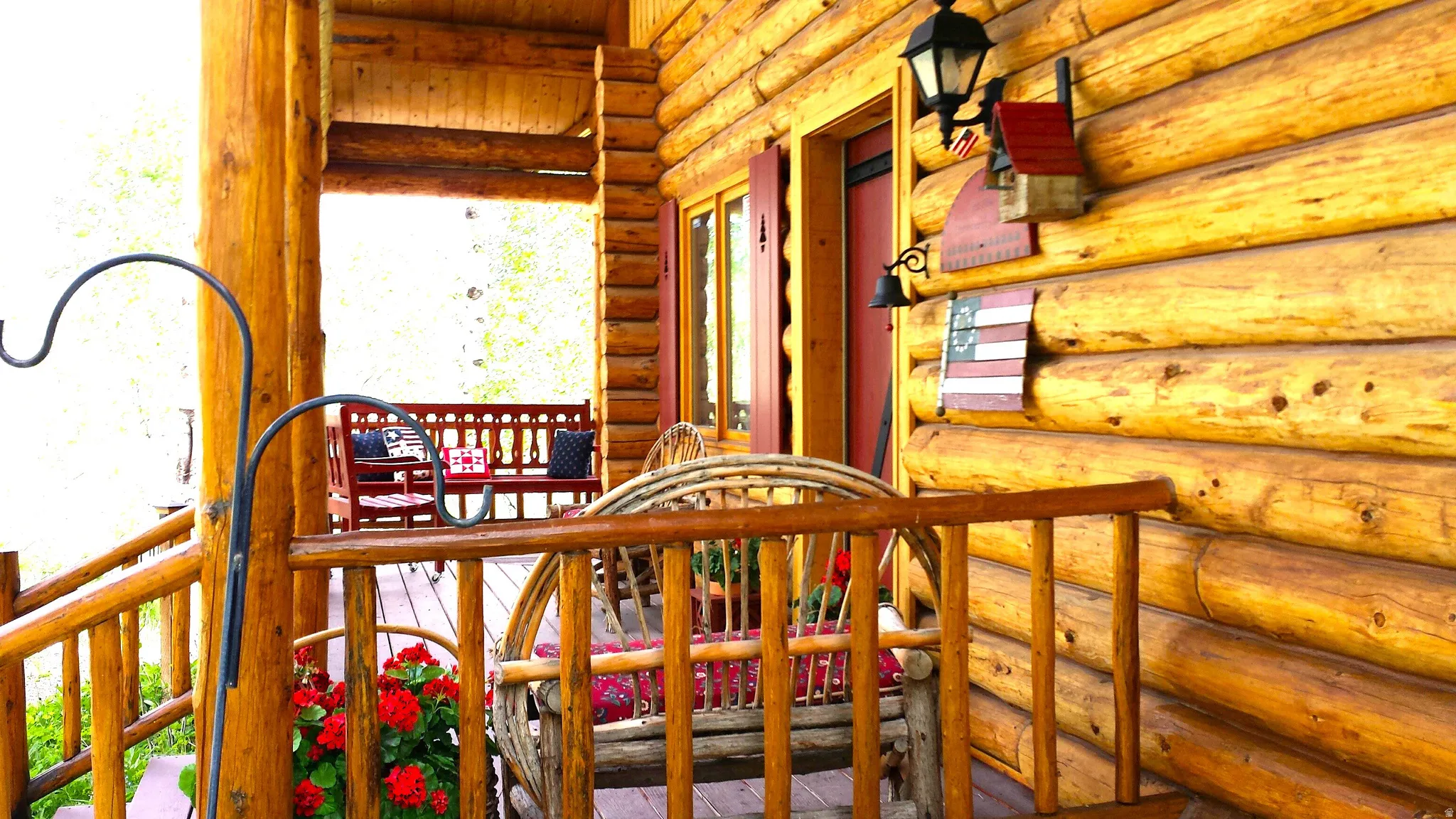 The large, shady covered porch and deck is the perfect place to relax and enjoy the mountain vistas.