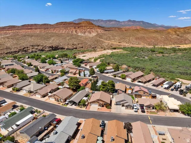 Residential neighborhood featuring single-story homes with pitched roofs