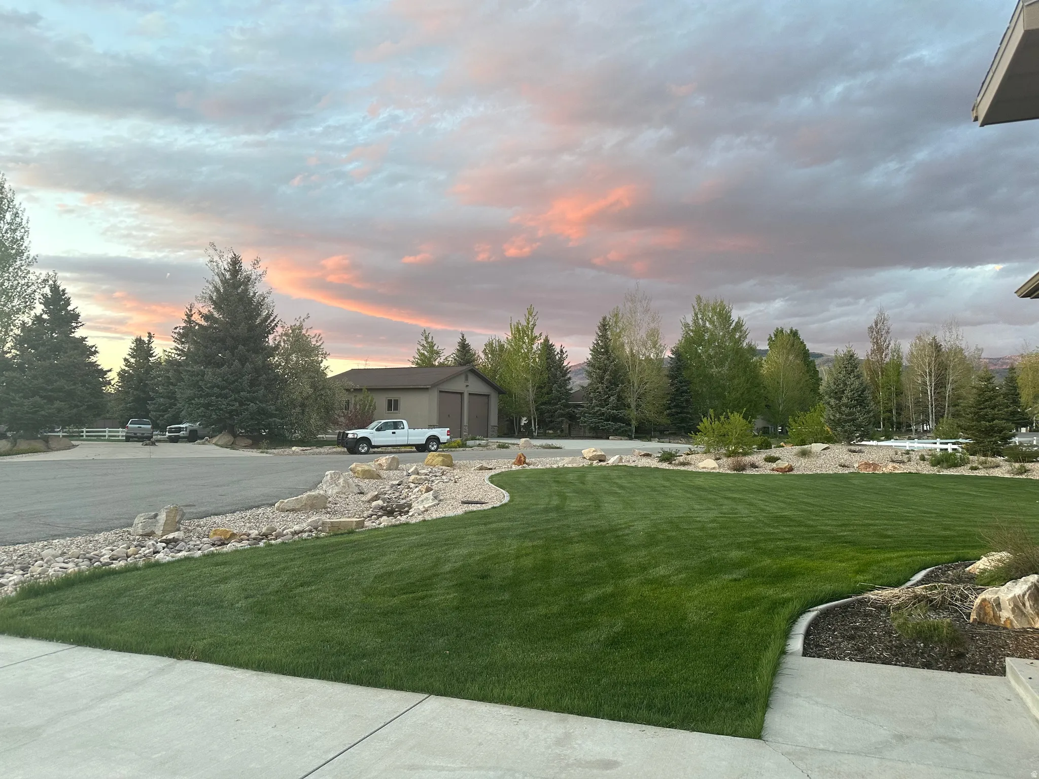 Expansive green lawn with defined edging