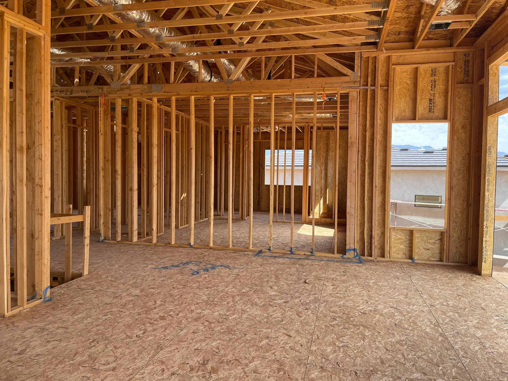 Interior framing showcasing a spacious layout