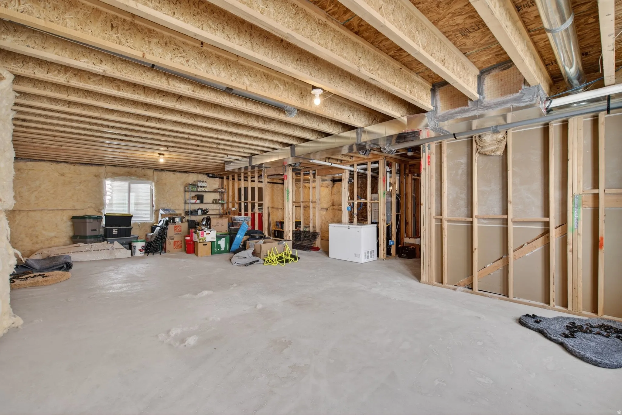 Family room with view to future bathroom