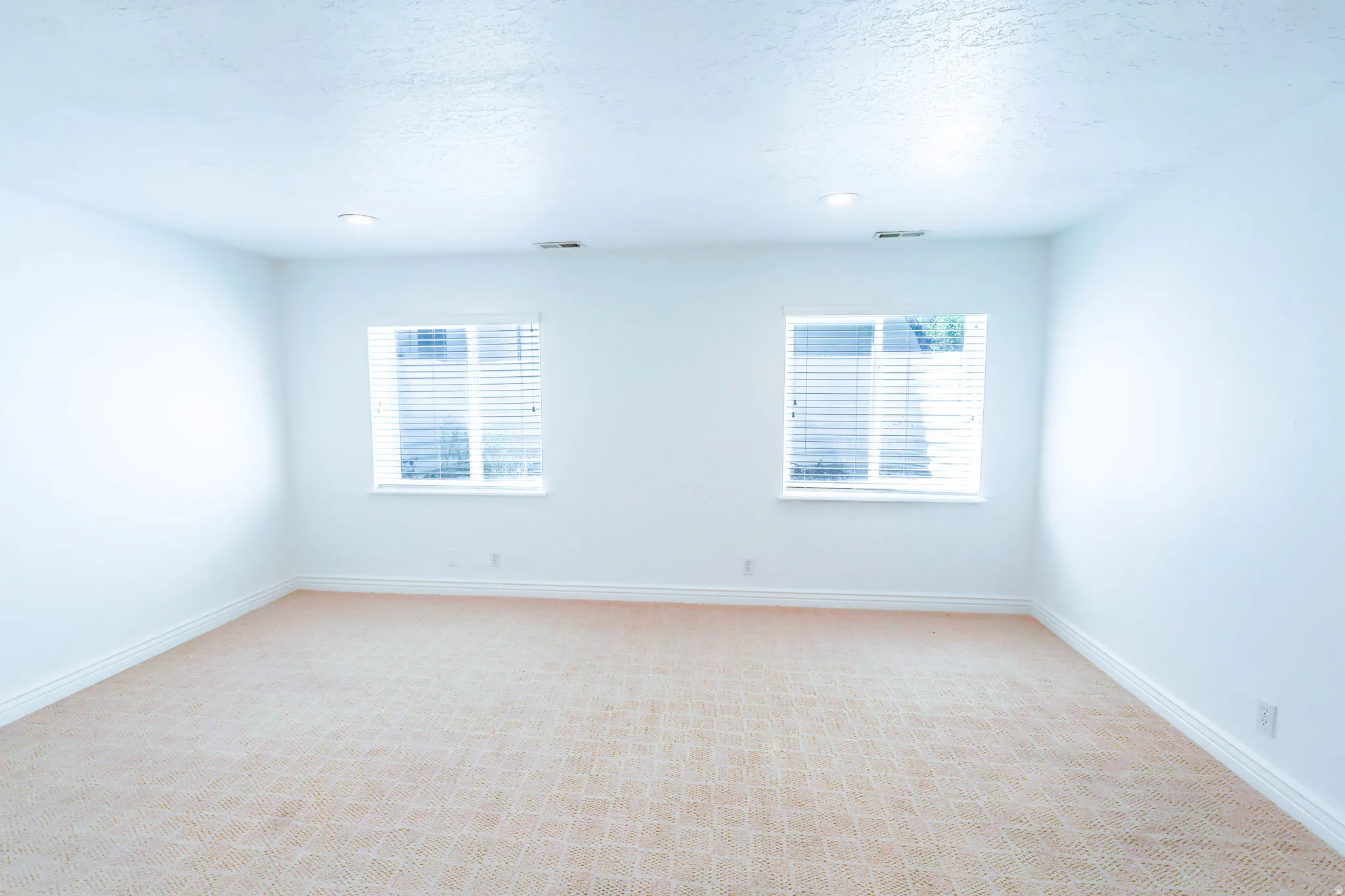 Room featuring neutral patterned carpeting and white walls
