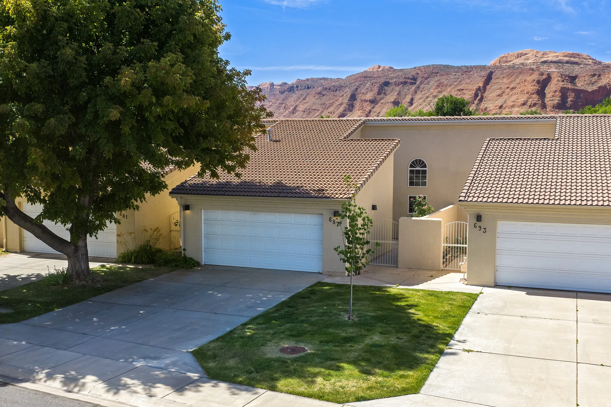 Southwestern-style stucco exterior with tile roofing