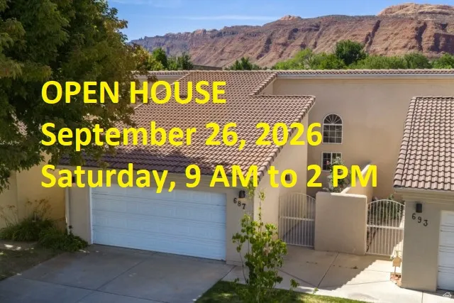 Marketing Flyer. Announcing an open house event for the property, including date and time