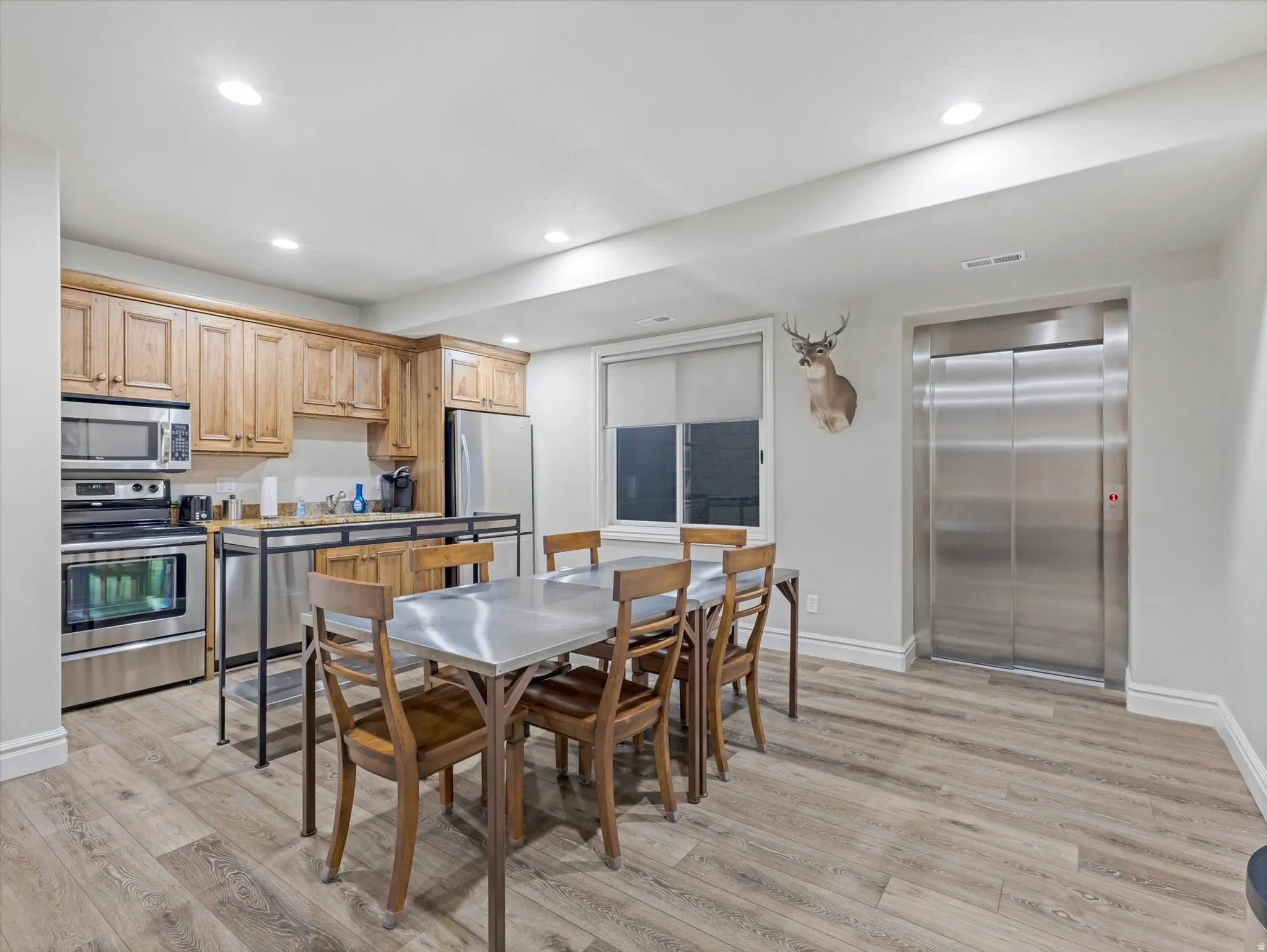 Kitchen and dining area in basement