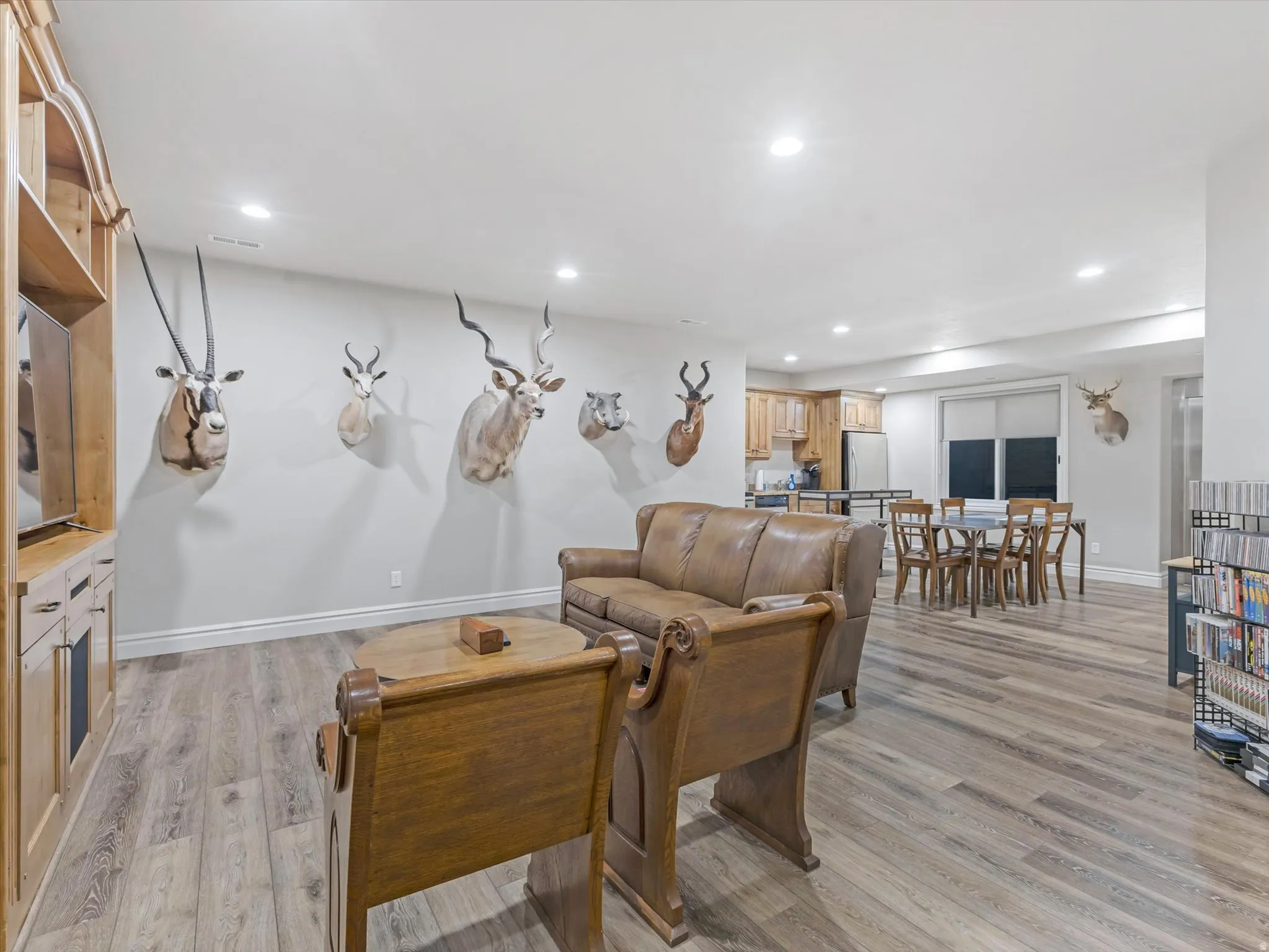 Huge open concept great room and kitchen in basement