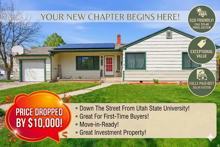 Real Estate Listing. Highlighting property features, price adjustment, and general attributes