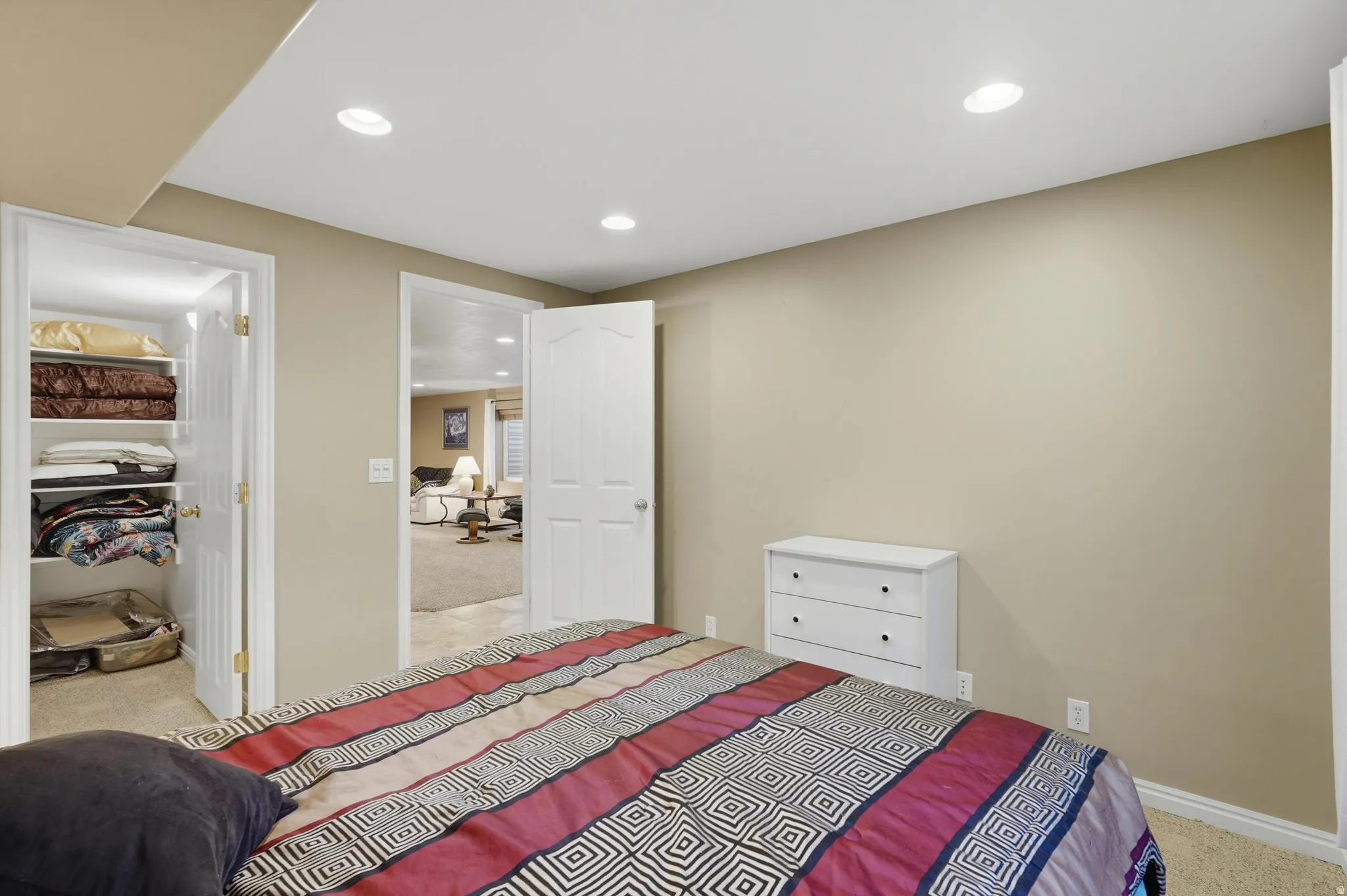 Bedroom featuring a walk-in closet with shelving