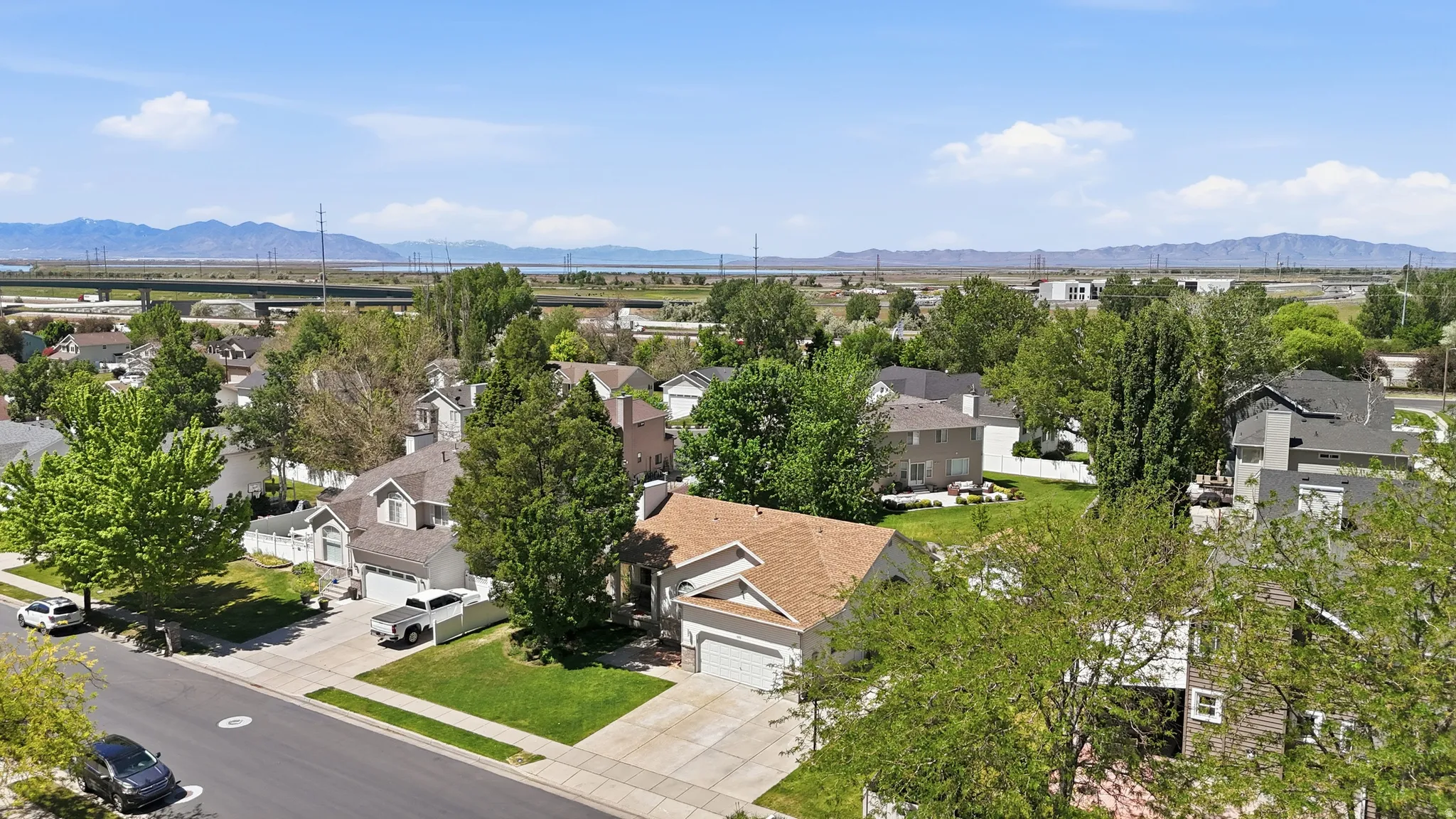Residential neighborhood with mature trees and established landscaping
