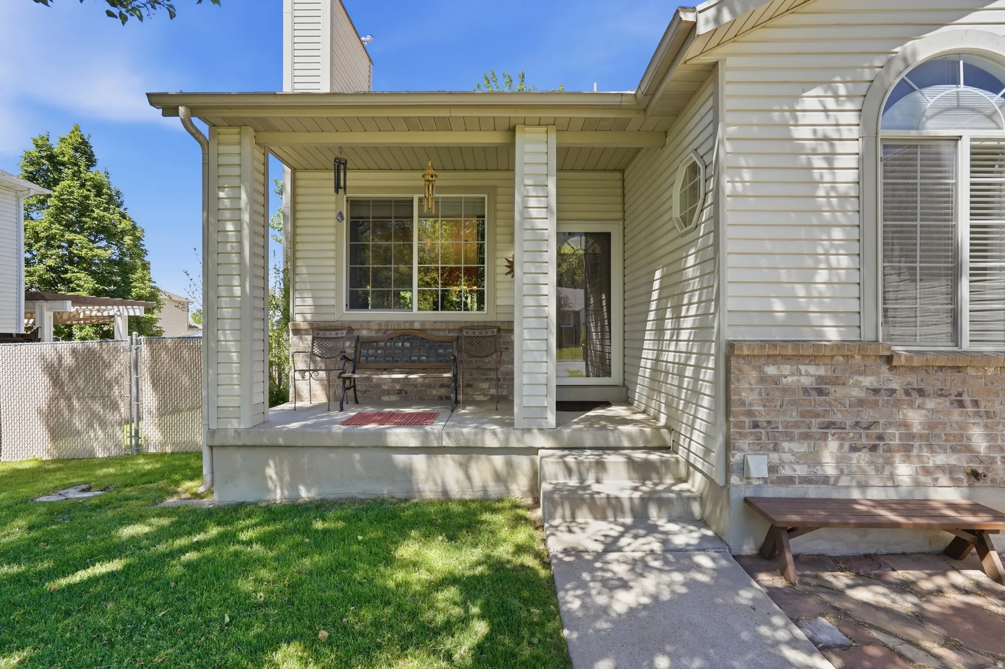 Inviting covered porch entry