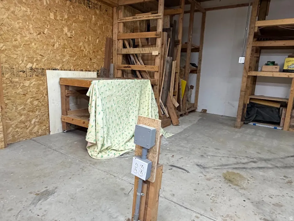Concrete flooring with visible utility outlets