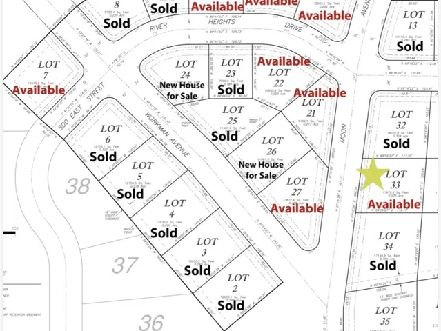 Plat Map. Illustrating lot availability and status for properties within the defined area