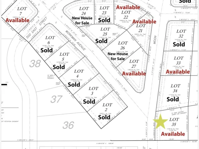 Plat map. Illustrating lot divisions and availability status for the property