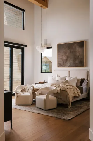 Vaulted ceilings with exposed wood beams