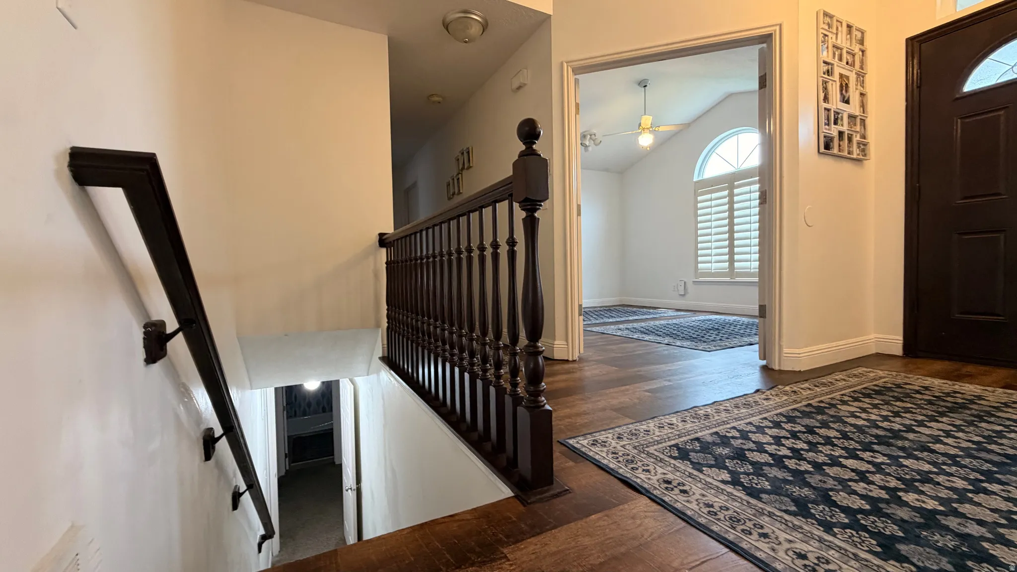 Wood-finish flooring throughout the entryway