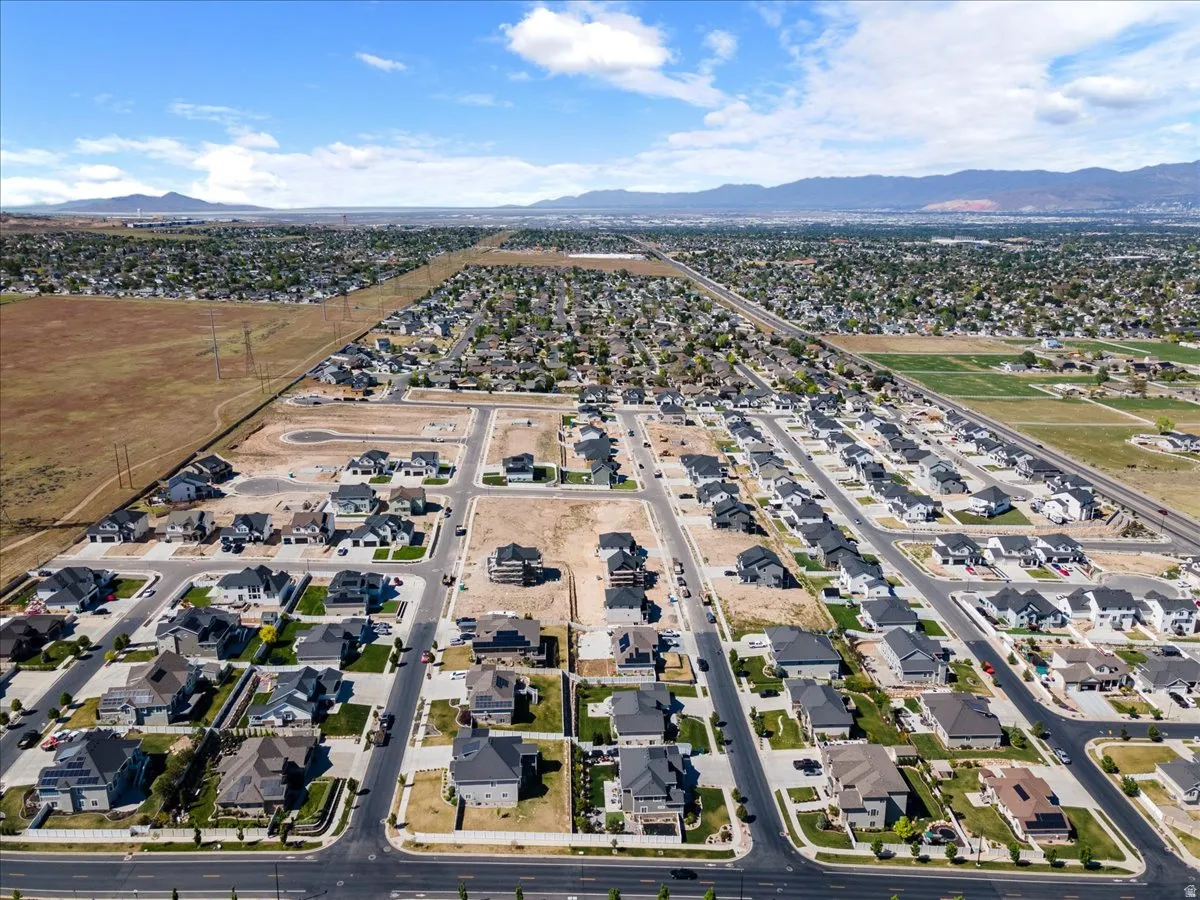 Aerial perspective showcasing a developing residential community