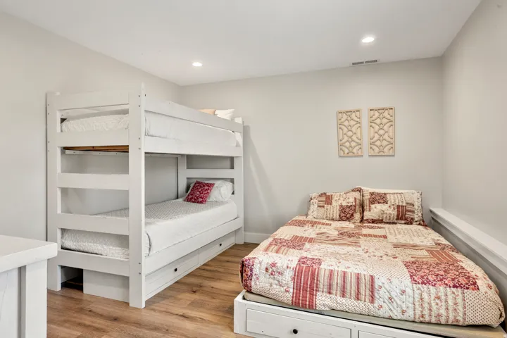 Wood-finish flooring with recessed lighting