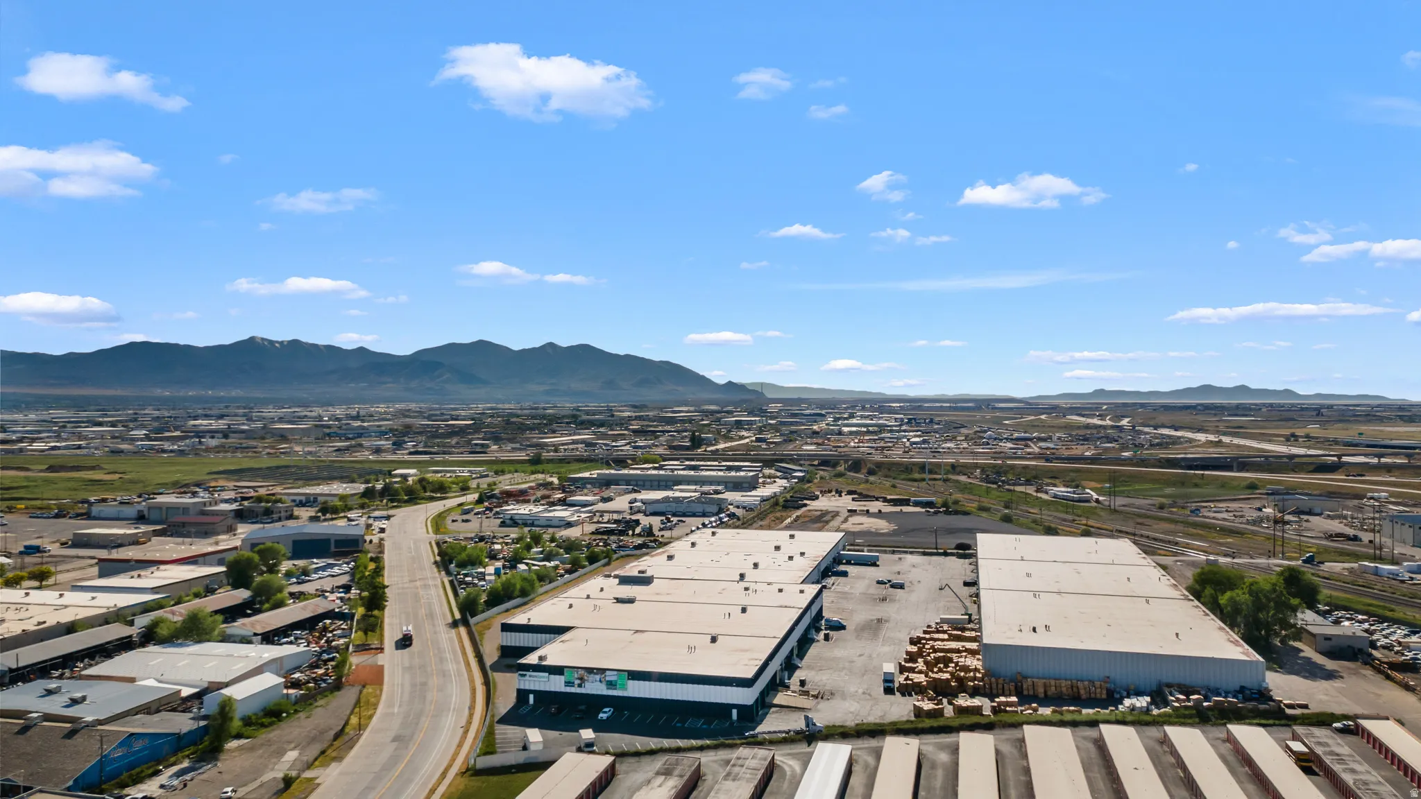 Industrial buildings with flat roofs and ample outdoor storage