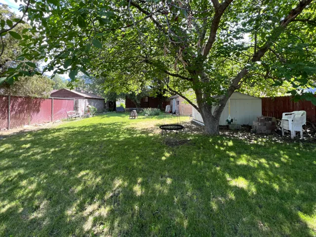 Expansive grassy yard featuring mature trees