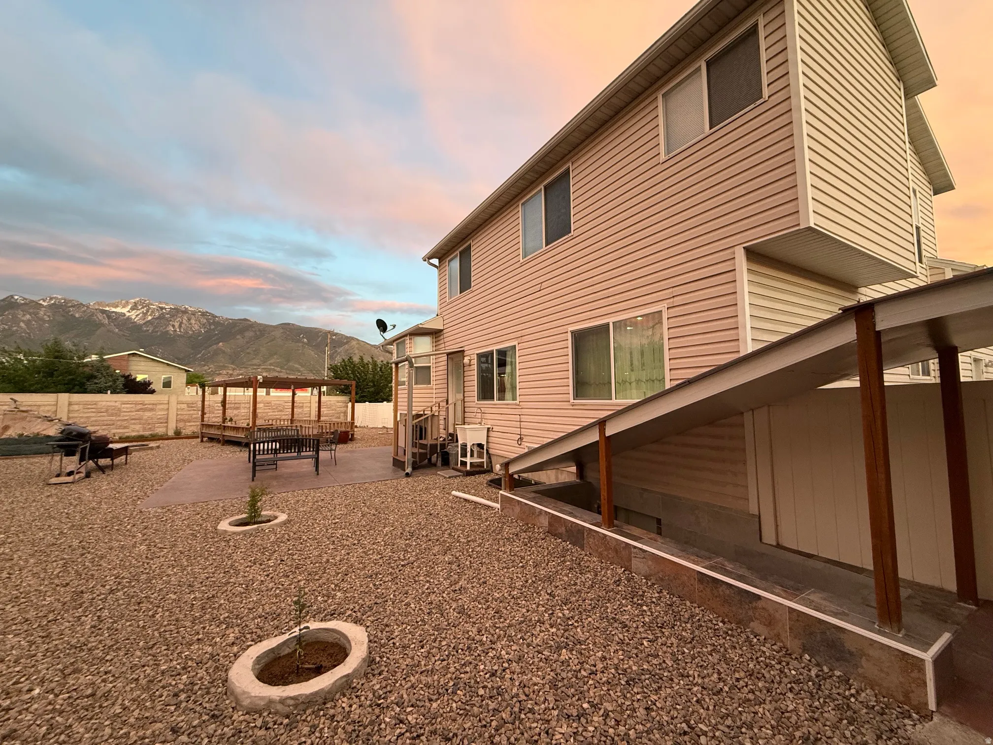 Exterior features tan siding