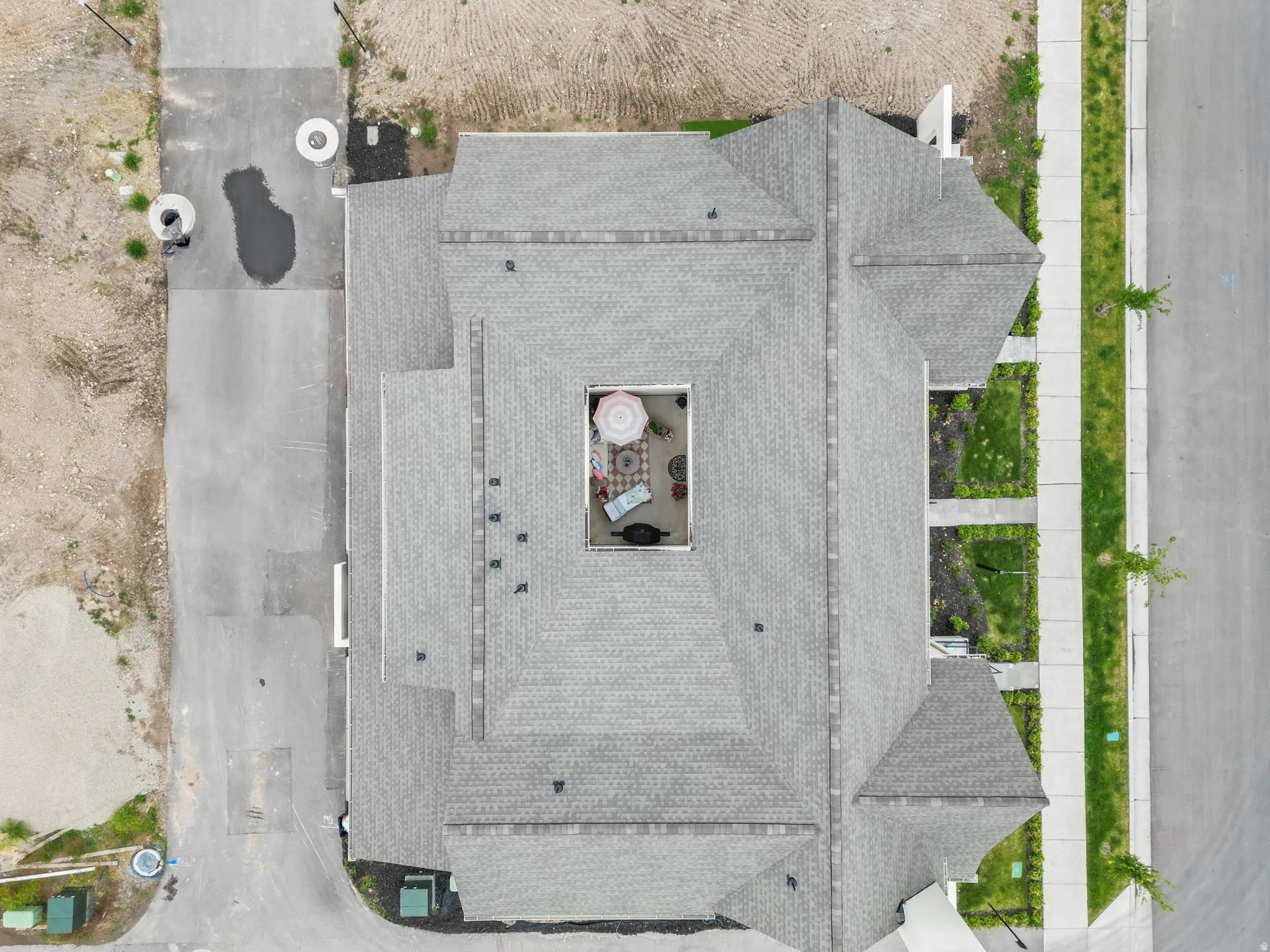 Private courtyard with heated concrete.