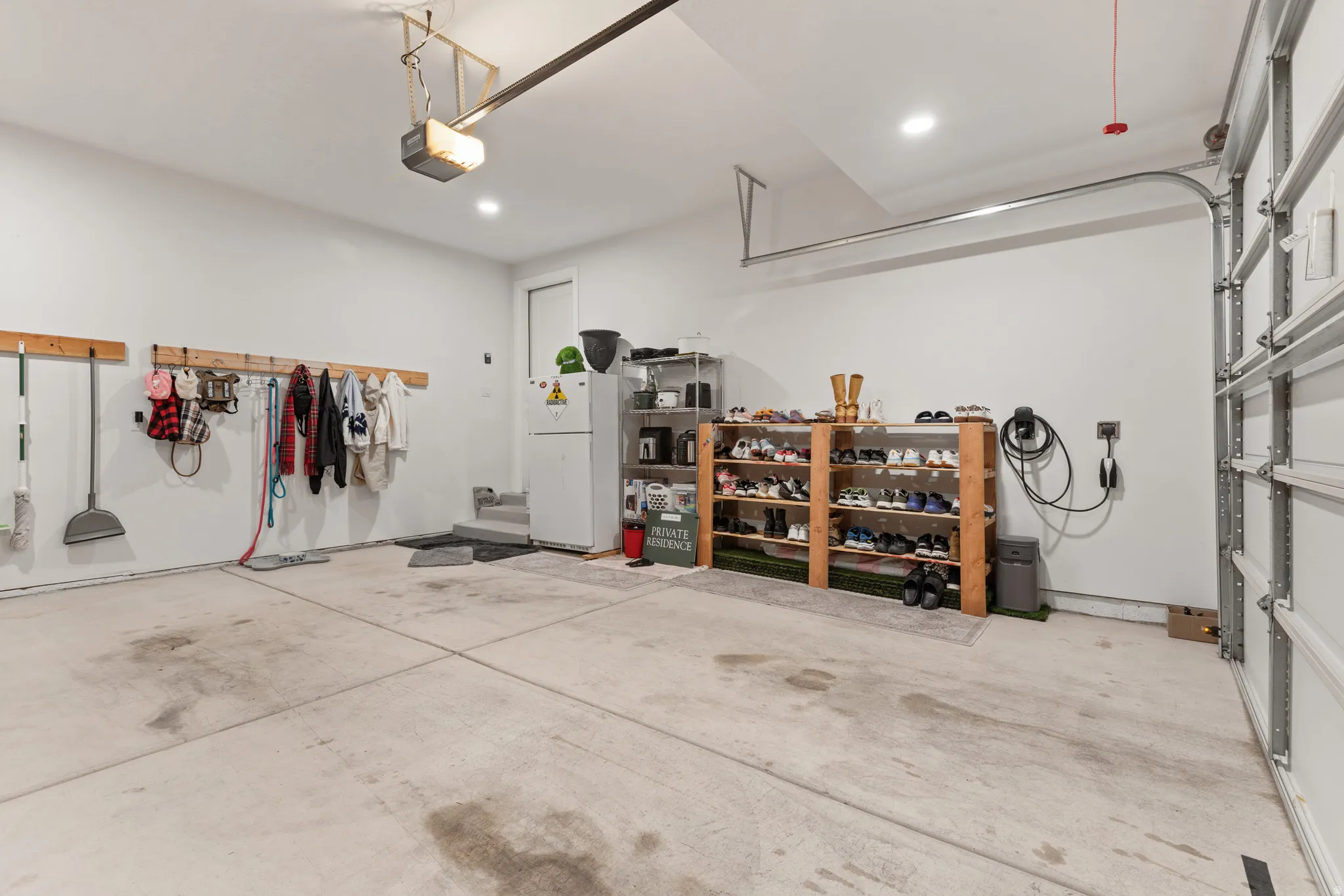 Garage with EV charger.