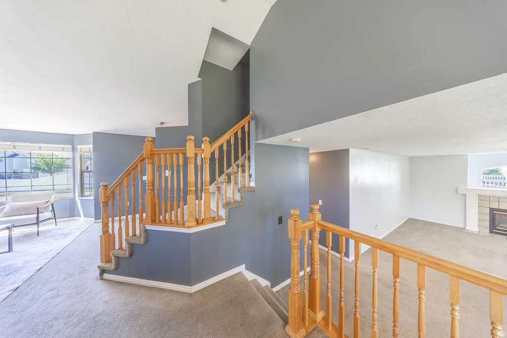 Easy transition stairs to main level and family room level.