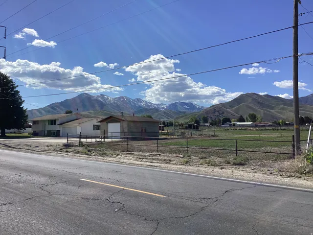 Mountain backdrop featuring snow-capped peaks
