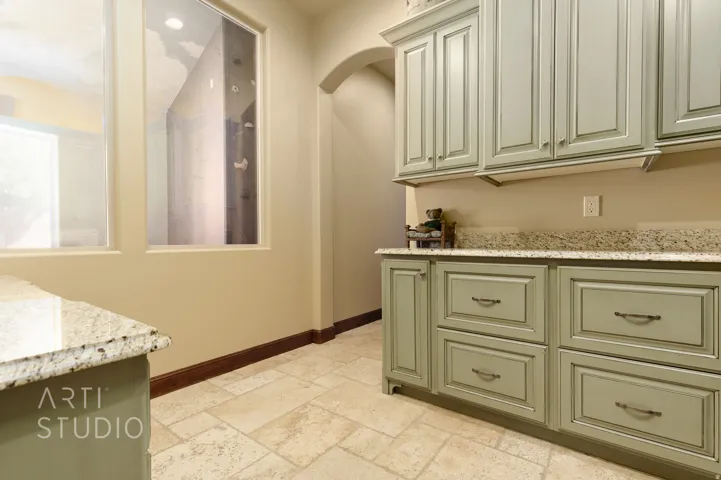 Custom cabinetry with granite countertops