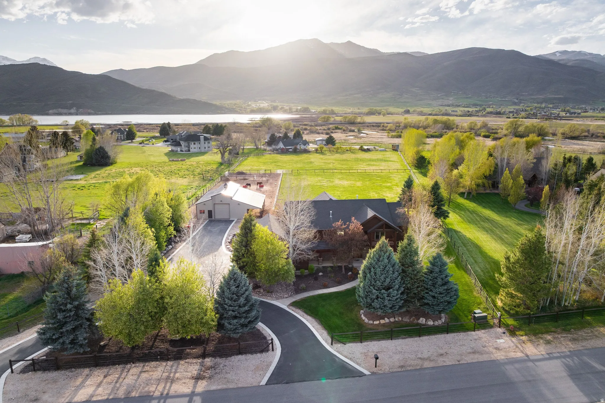 View from above of property with mountains
