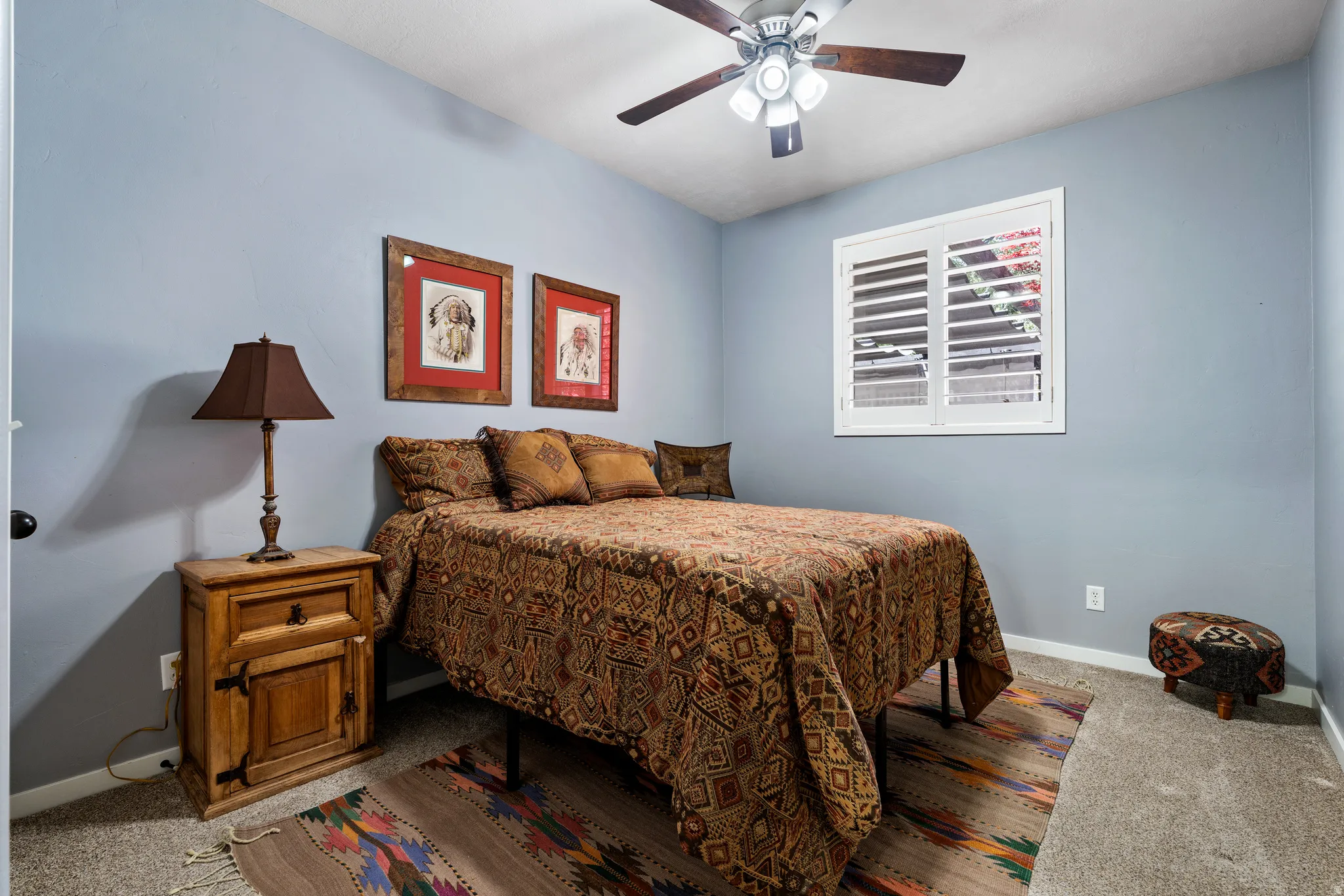 Window with white plantation shutters