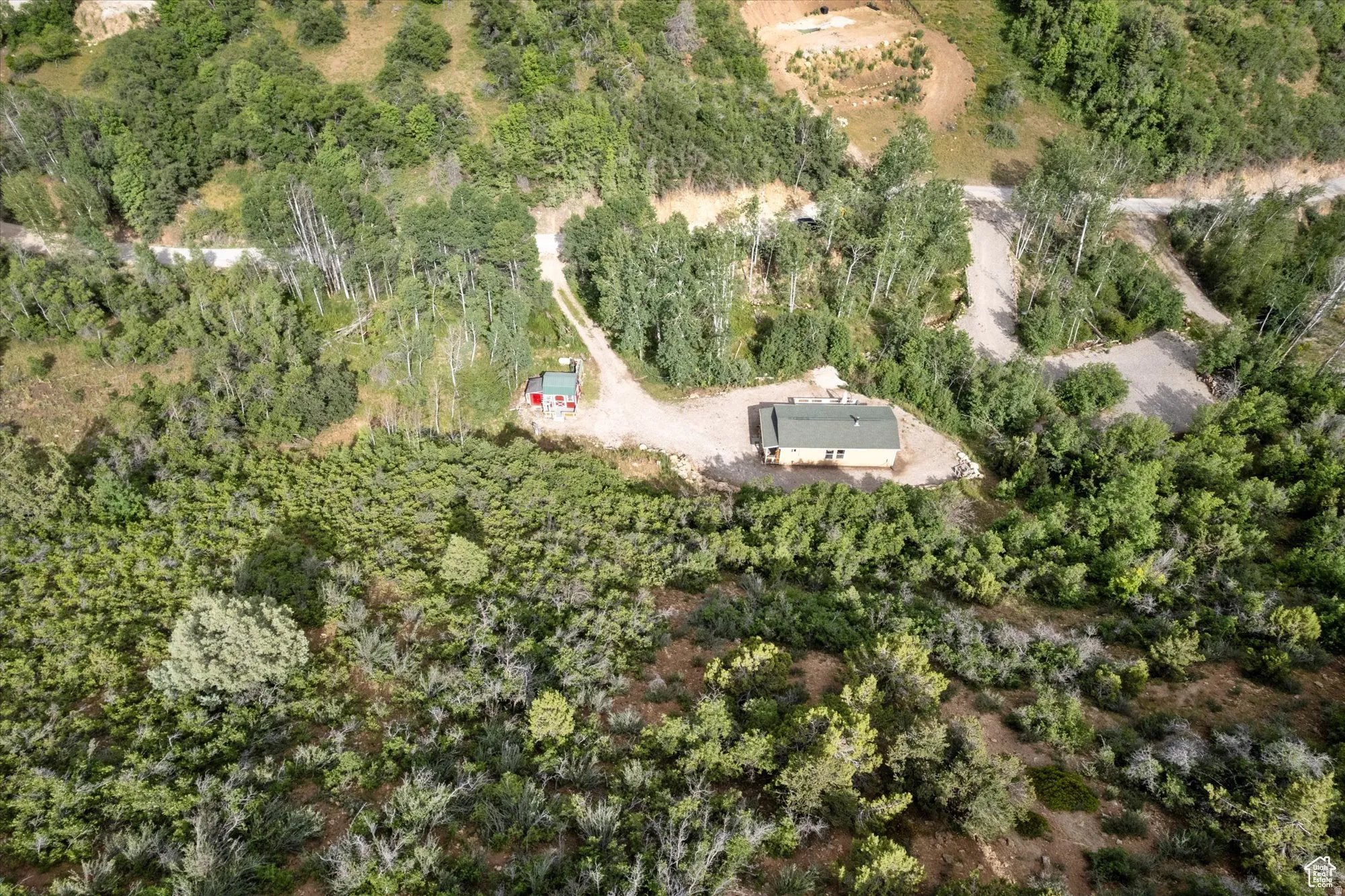 Aerial view of property's location facing east. North Fork Rd is along the top of the photo.