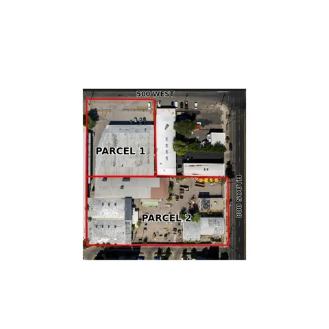 Legal Description. Displaying the division of the property into Parcel 1 and Parcel 2