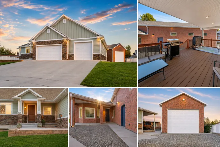 Property Collage. Presenting multiple exterior perspectives of the property, including its auxiliary structures and outdoor amenities