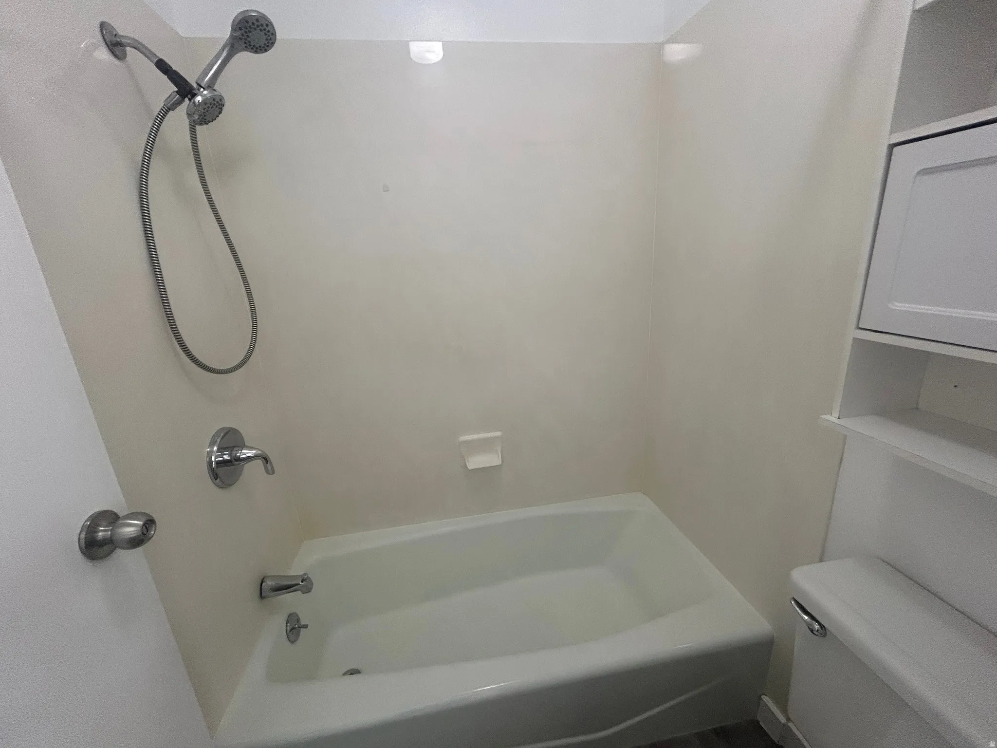 Full bath, tub/shower and toilet with vanity