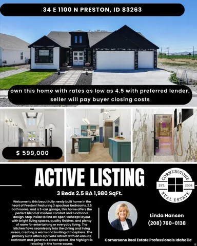 Real Estate Listing. Presenting property details, financial incentives, and agent contact information