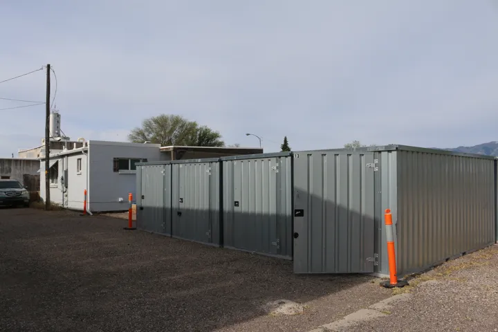 Corrugated metal storage units with a gravel lot-MOBILE UNITS