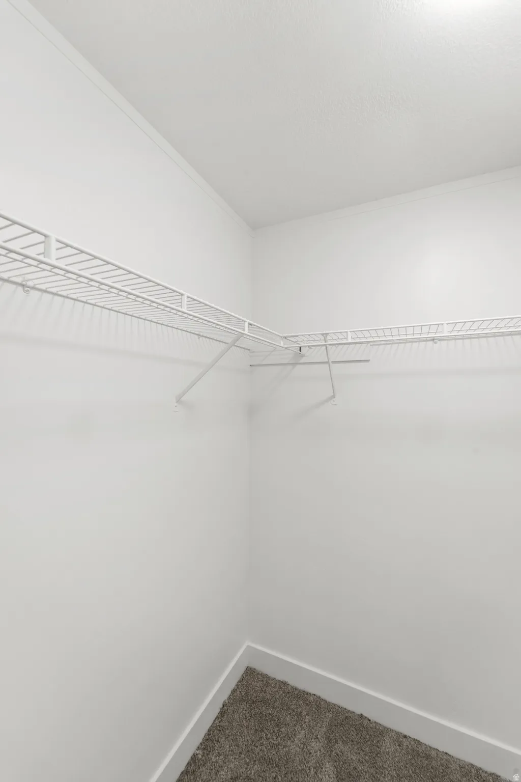 White wire shelving system providing storage