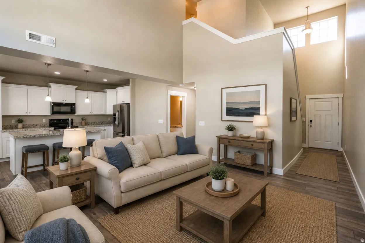 Step inside to vaulted ceilings and an open, inviting layout.