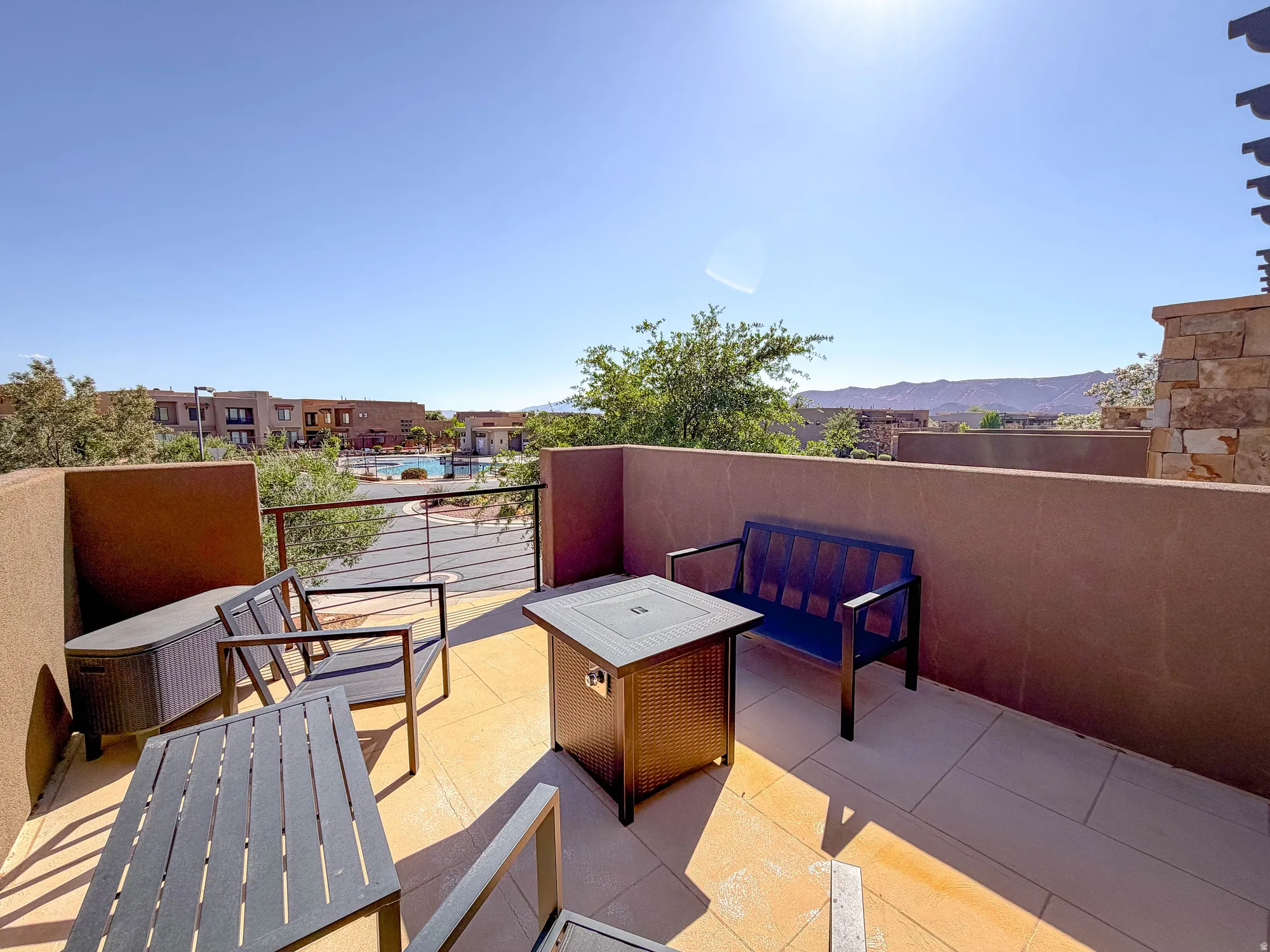Roof top deck with fire pit