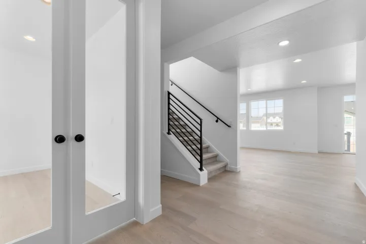 French doors with matte black hardware