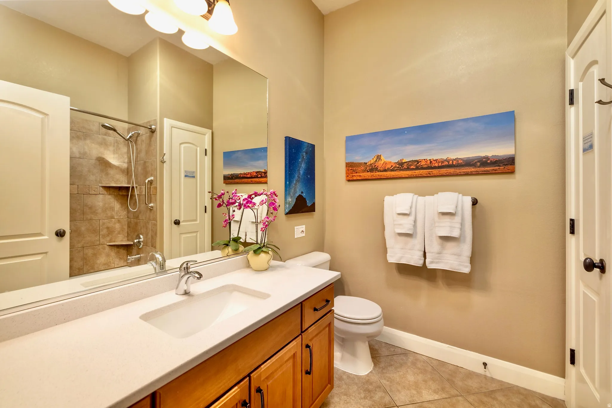 Towels and linens included.