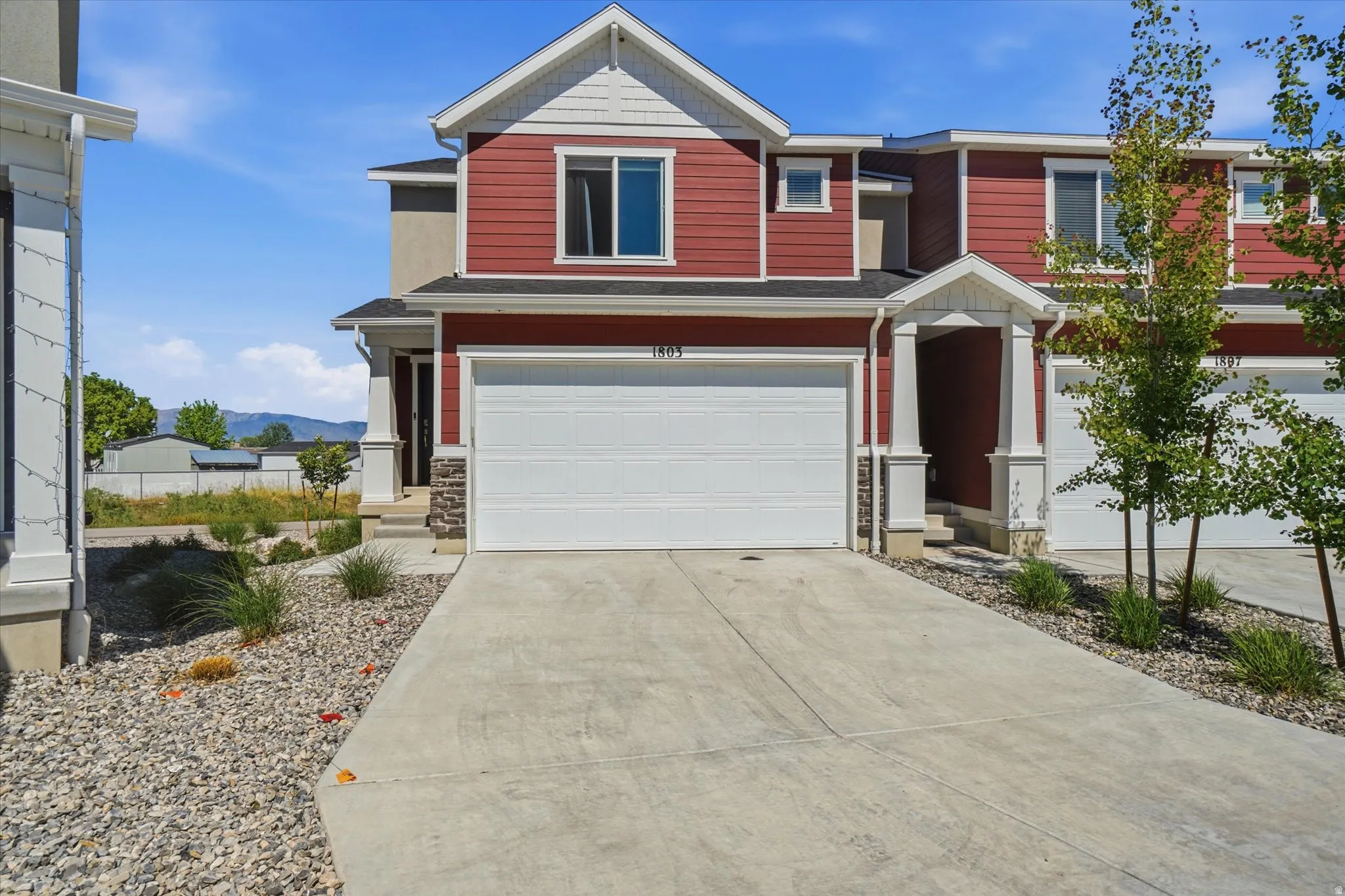 Attached two-car garage, long driveway for guests to park and a private, covered entry.